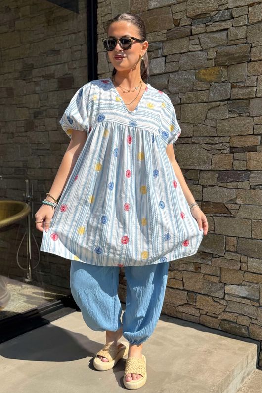 Made in Italy Haydn Smock Tunic Blue /17 =